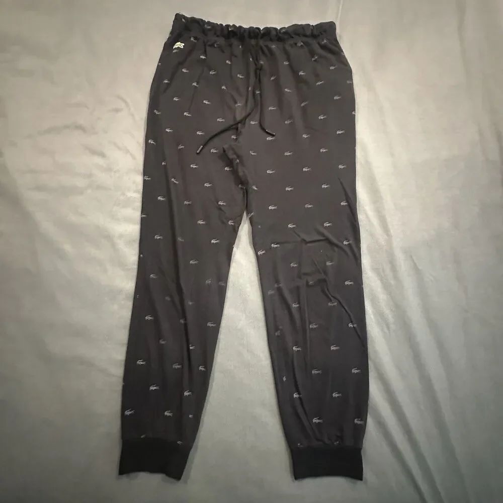 Lacoste Pajama Pants Mens M Crocodile AOP Logo Lounge Sleepwear Jogger